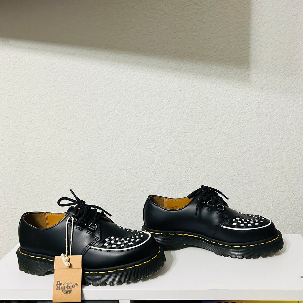 NEW Dr Martens Ramsey Creeper in Black White Rockabilly Size 7 Y2K Skater Punk - Picture 4 of 13